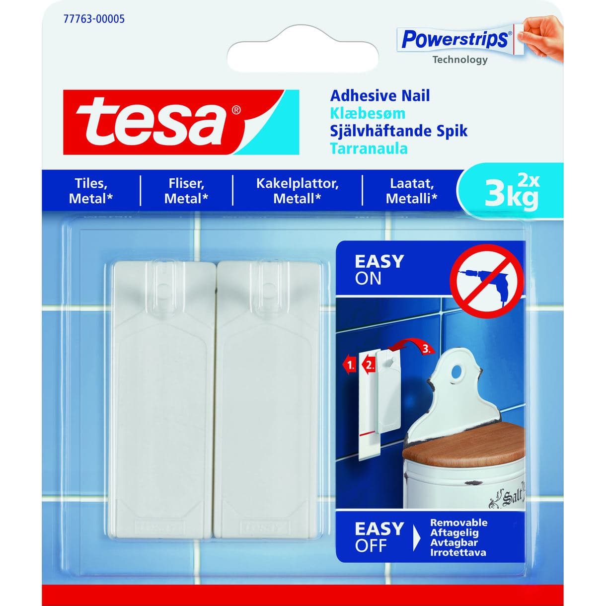 SPIK 77763 TESA SJÄLVHÄFTANDE KAKEL/METALL 3KG 2ST