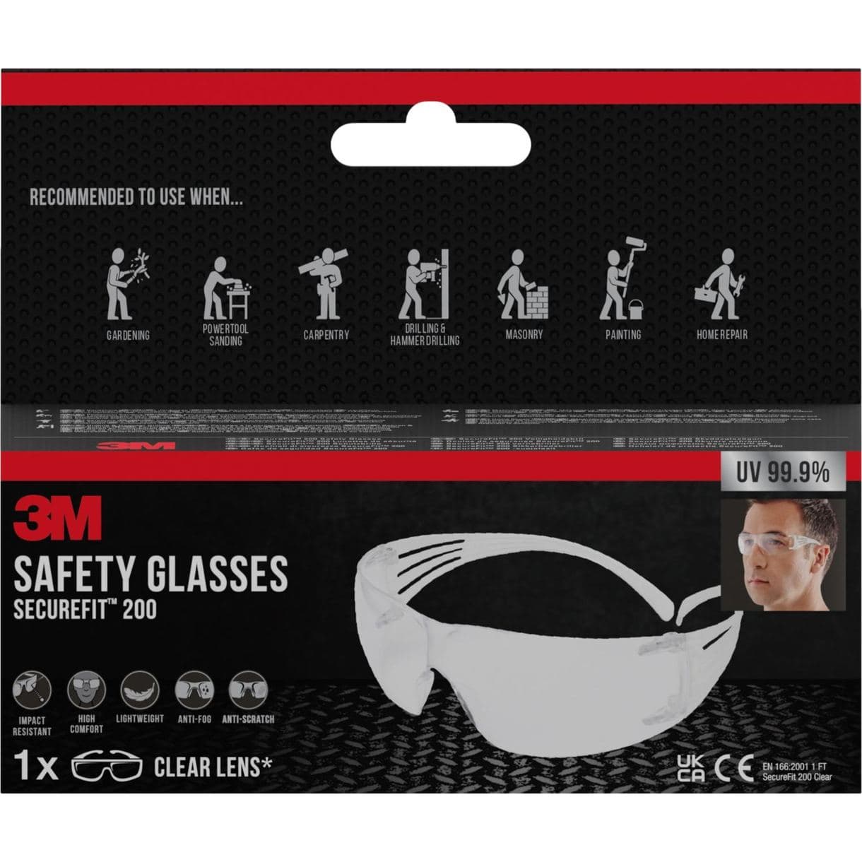 SKYDDSGLASÖGON SF200 SECUREFIT TRANSPARANT LINS