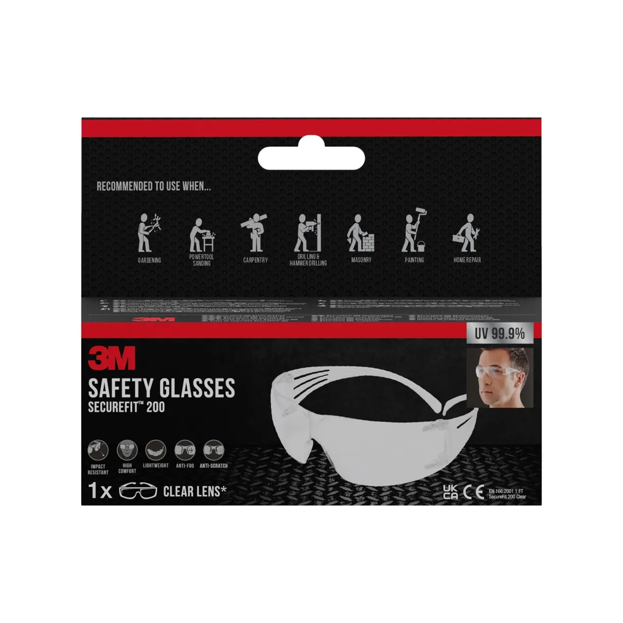 SKYDDSGLASÖGON SF200 SECUREFIT TRANSPARANT LINS