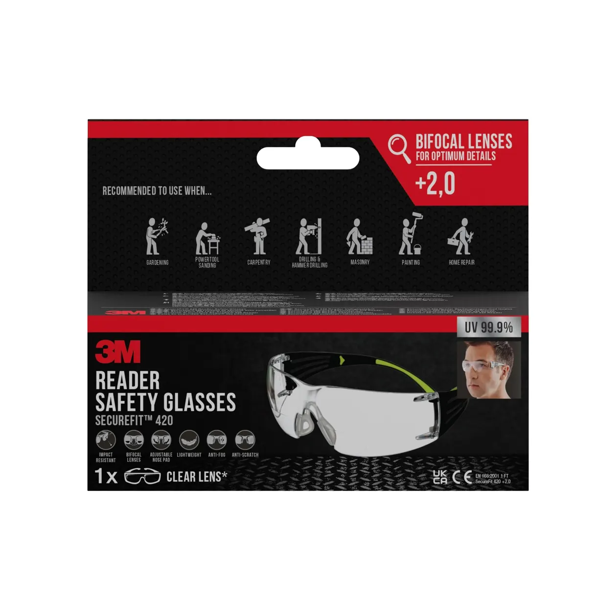 SKYDDSGLASÖGON SECUREFIT 420 PLUS 1,5 TRANSPARENTA GLAS