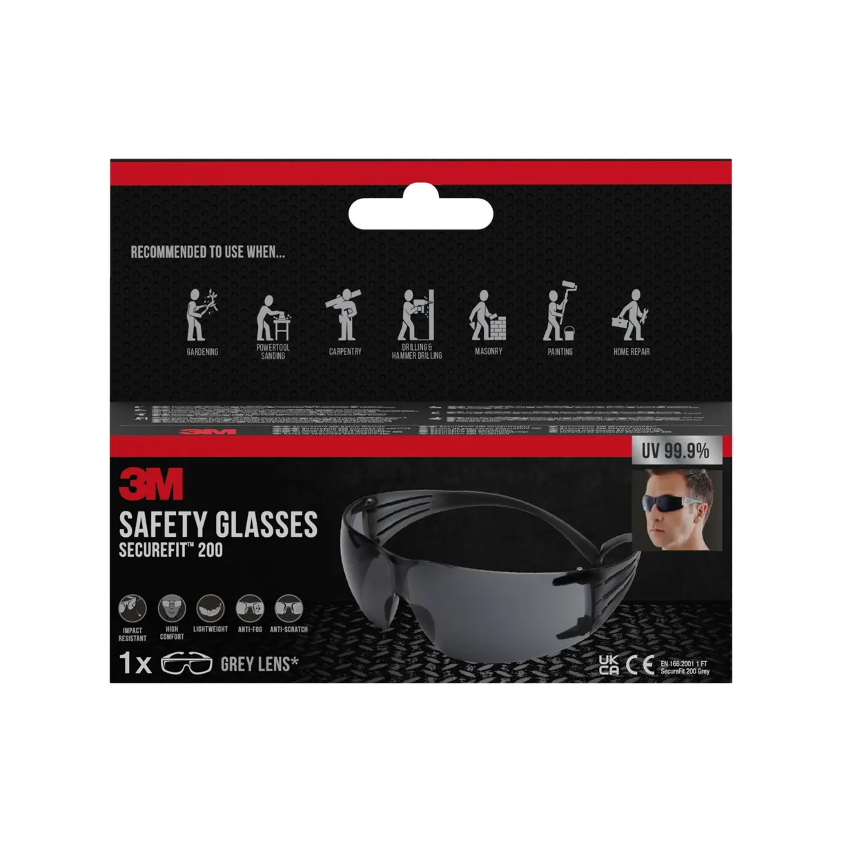 SKYDDSGLASÖGON SF200 SECUREFIT GRÅ LINS