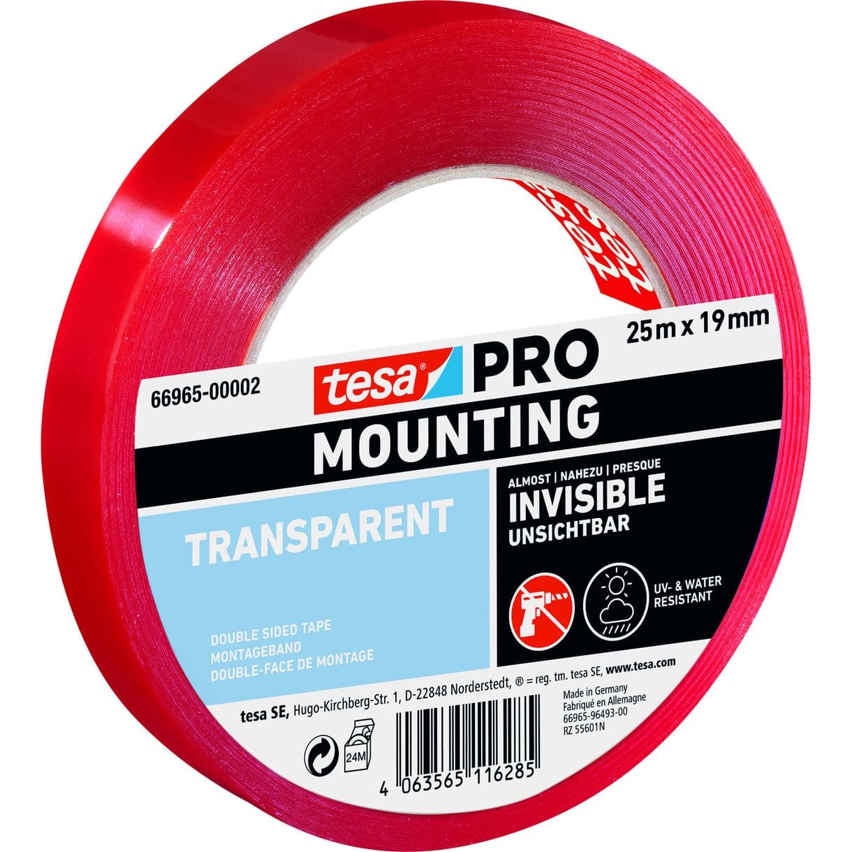 MONTERINGSTEJP 66965 TESA PRO MOUNTING TRANSPARENT 19MM 25M