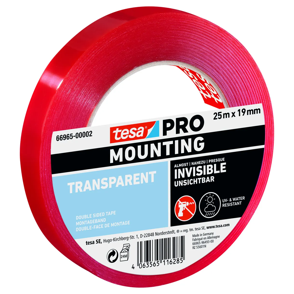 MONTERINGSTEJP 66965 TESA PRO MOUNTING TRANSPARENT 19MM 25M
