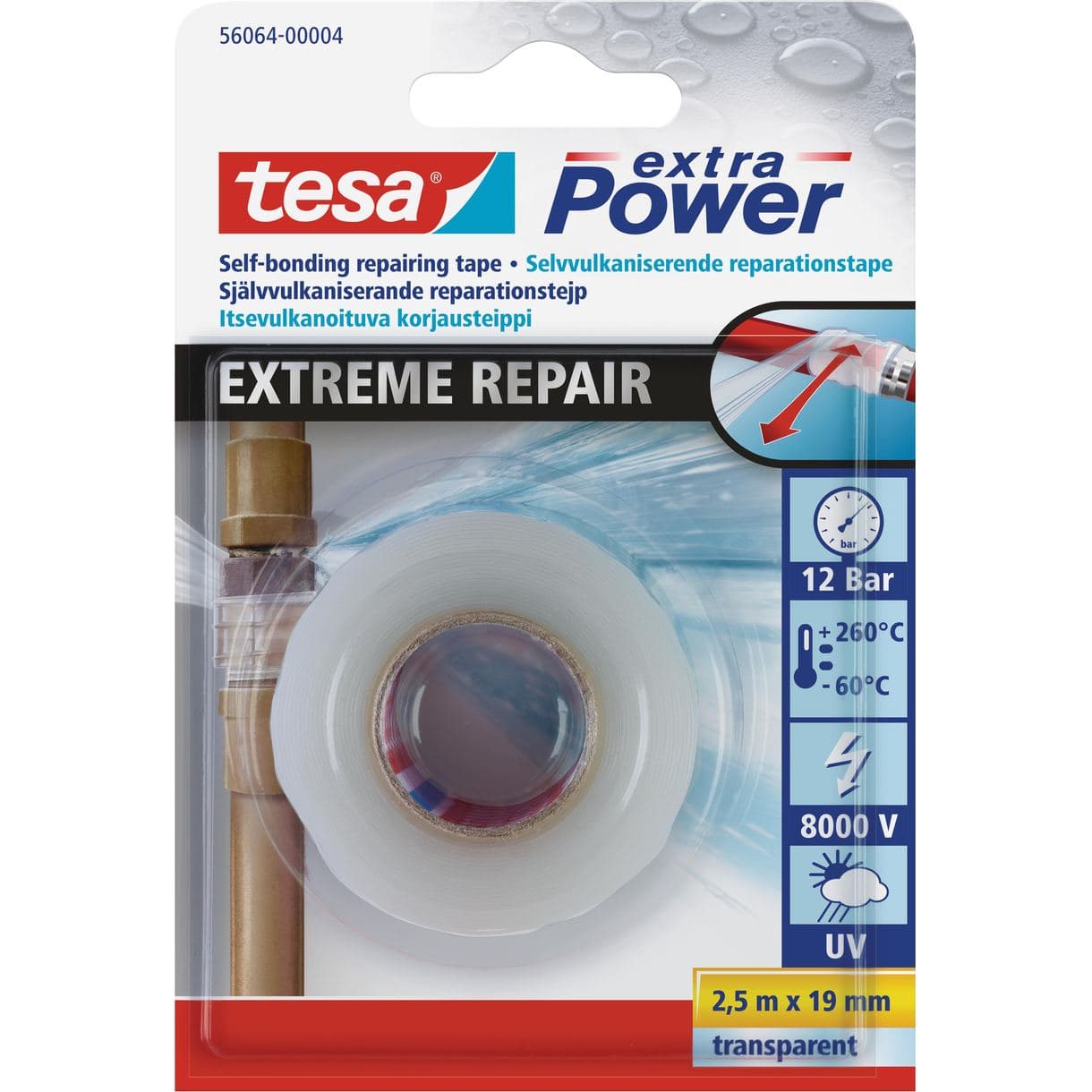 SILIKONTEJP EXTREME REPAIR 56064 TESA TRANSP 19MM 2,5M