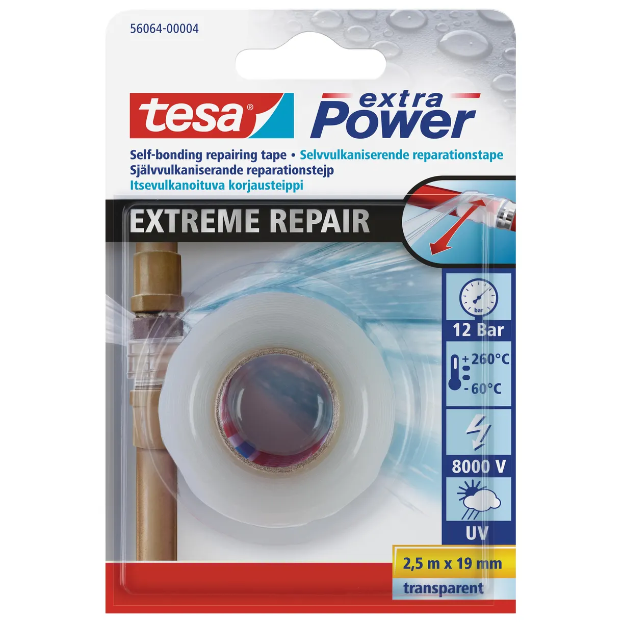 SILIKONTEJP EXTREME REPAIR 56064 TESA TRANSP 19MM 2,5M