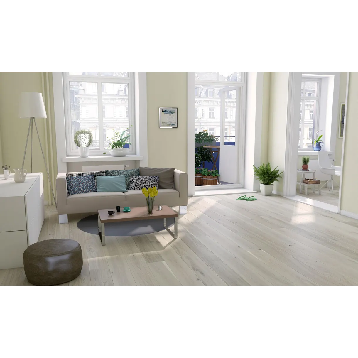 PARKETT HAVÄNG LÅNG EK 1-STAV VIT MATTLACK 14MM, 2,77M2