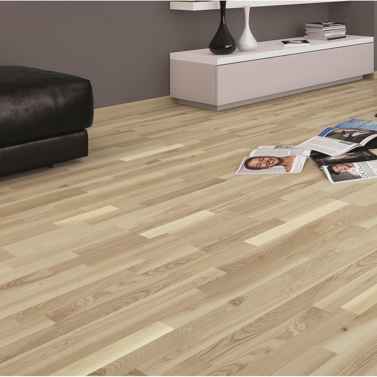 PARKETT TROLLEHOLM ASK 3-STAV VIT MATTLACK 14MM, 3,18M2