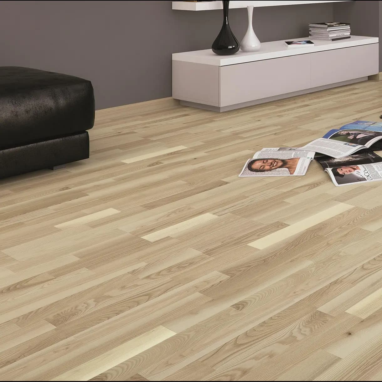 PARKETT TROLLEHOLM ASK 3-STAV VIT MATTLACK 14MM, 3,18M2
