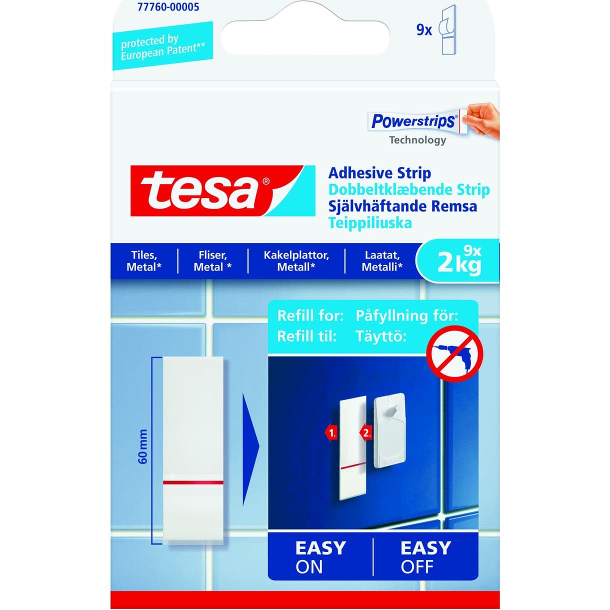 REMSA 77760 TESA SJÄLVHÄFTANDE KAKEL/METALL 2KG